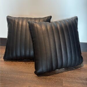 Faux Leather Channeled Throw Pillows